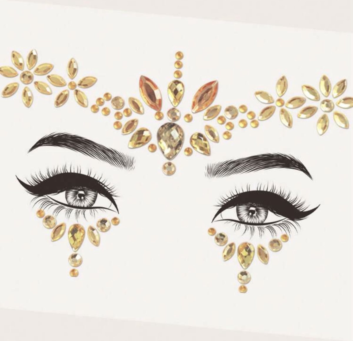 Gezichtsjuwelen - Stickervel - Gezichtssticker - Carnaval - Goud - Diamantjes - Gezichtsdecoratie - Feest - Festival - Glitter - Gezichtsglitter